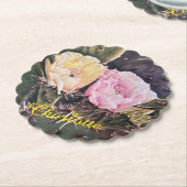 Roze en geel Floral Kartonnen Onderzetters (Gekanteld)