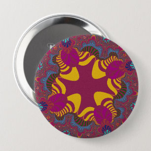 Roze en Geel Kruis Ronde Button 4,0 Cm