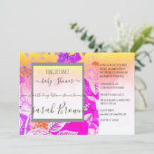 ROZE EN GEEL LANGE AFSTAND BABY SHOWER KAART (Staand voorkant)