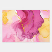 Roze en Geel Marmer Verpakking Papier Blad Set Inpakpapier Vel (Voorkant 3)