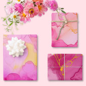 Roze en Geel Marmer Verpakking Papier Blad Set Inpakpapier Vel