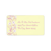 Roze en Geel met Daisies Etiket (Voorkant)