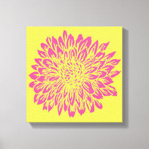 Roze en geel muurdecor canvas afdruk