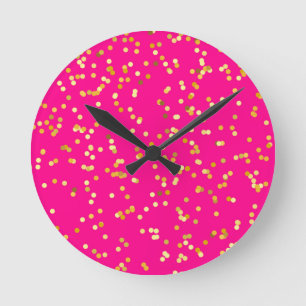 Roze en geel ronde klok