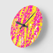 Roze en geel spatpatroon ronde klok (Hoek)