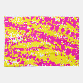 Roze en geel spatpatroon theedoek