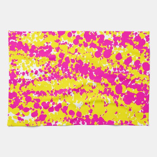 Roze en geel spatpatroon theedoek (Horizontaal)