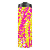 Roze en geel spatpatroon thermosbeker (Voorkant)