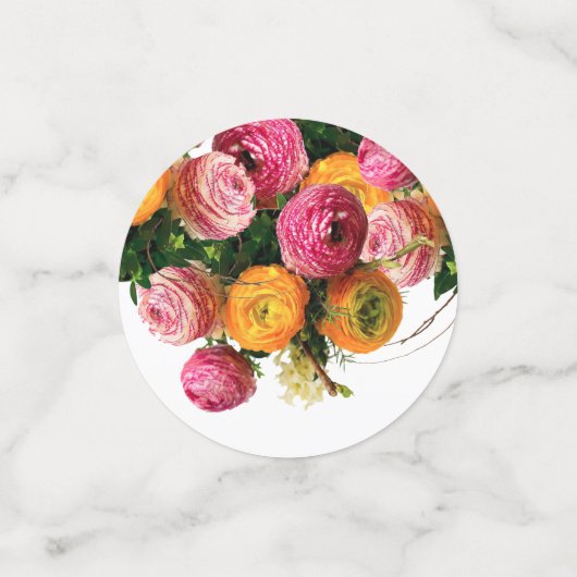 Roze en geel tuingoed confetti (Kleine voorkant)