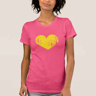 Roze en geel, verzwakt  hart t shirt