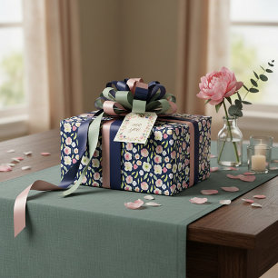 Roze en gele aquarel bloempatroon cadeaupapier