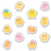 Roze en Gele Baby Chicks Stickers (Voorkant)