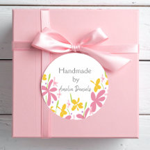 Roze en gele bloem Monogram Handgemaakt door