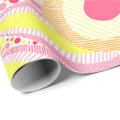 Roze en gele bloemen cadeaupapier (Rol Hoek)