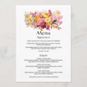 Roze en Gele Bloemenbruiloft Menu (Voorkant)