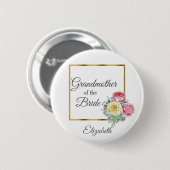 Roze en Gele Bloemige Grootmoeder van de Bruid Ronde Button 5,7 Cm (Voorkant /achterkant)