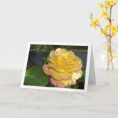 Roze en Gele Bloemige Roos Kaart (Gele Bloem)