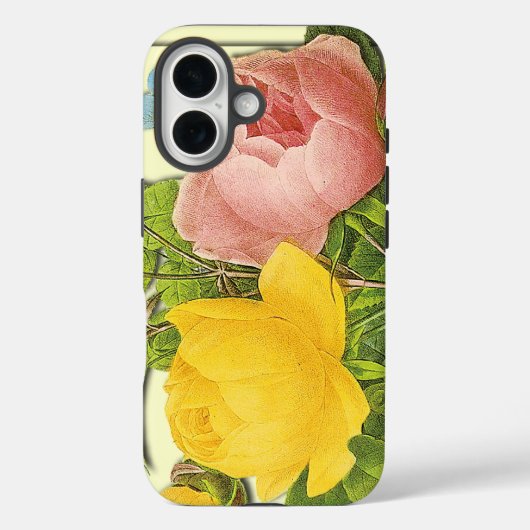 Roze en Gele Botanische Rose Bouquet Case-Mate iPhone Case (Achterkant)