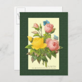 Roze en gele botanische Rozen Blank Briefkaart (Voorkant / Achterkant)