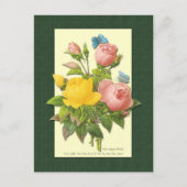 Roze en gele botanische Rozen Blank Briefkaart (Voorkant)
