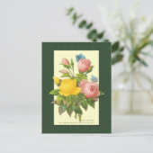 Roze en Gele Botanische Rozen Lege Postkaart (Staand voorkant)
