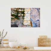 Roze en gele Brick Wall HDR Poster (Keuken)