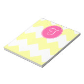Roze en gele Chevron Monogram Notitieblok (Gedraaid)