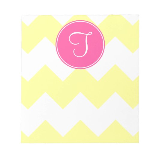 Roze en gele Chevron Monogram Notitieblok (Voorkant)