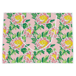 Roze en Gele Chinoiserie Bloemen Groot Cadeauzakje