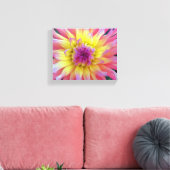 Roze en Gele Dahlia Canvas Afdruk (Insitu (Woonkamer))