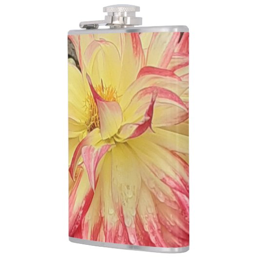 Roze en gele Dahlia Heupfles (Links)