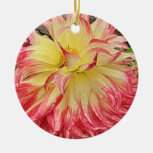Roze en Gele Dahlia keramische siervoorwerpen Keramisch Ornament