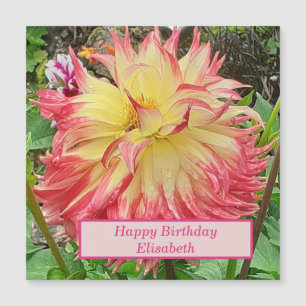 Roze en gele Dahlia Magnetic Card