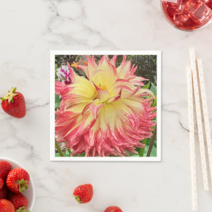 Roze en gele Dahlia Servet