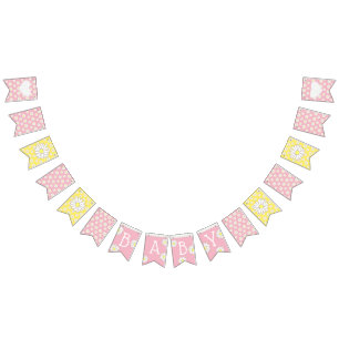 Roze en Gele Daisies Theme Baby shower Vlaggen Vlaggetjes