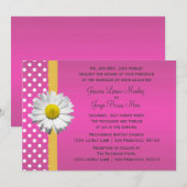 Roze en Gele Daisy Wedding Uitnodiging (Voorkant / Achterkant)