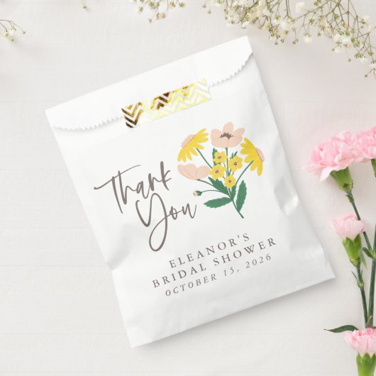  Roze en Gele Floral Aangepast Dank u Bedankzakje (Gezegeld)