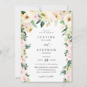 Roze en gele Floral bruiloft Kaart (Voorkant)