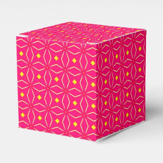 Roze en gele geometrische print feestgunstdoos bedankdoosjes (Voorkant Zijde)