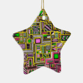 Roze en gele geometrische vormen pop punk kunst keramisch ornament (Rechts)