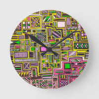 Roze en gele geometrische vormen pop punk kunst