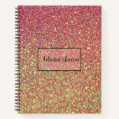 Roze en gele gradiënt glitter notitieboek (Voorkant)