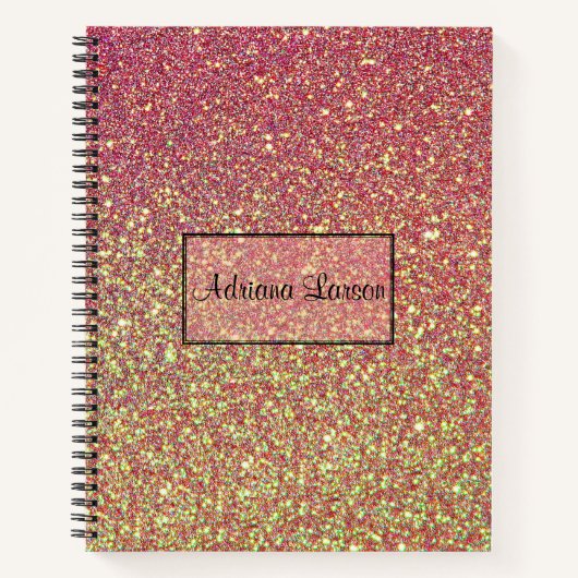 Roze en gele gradiënt glitter notitieboek (Voorkant)