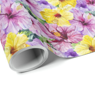 Roze en Gele Hibiscus Bloemen Bloemensier Papier