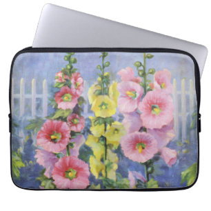 Roze en Gele Hollyhock door Cargill, 1937 Laptop Sleeve
