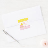 Roze en gele keukenplaat Baby shower Vierkante Sticker (Envelop)