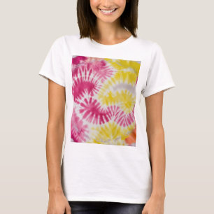 Roze en gele kleurstof t-shirt
