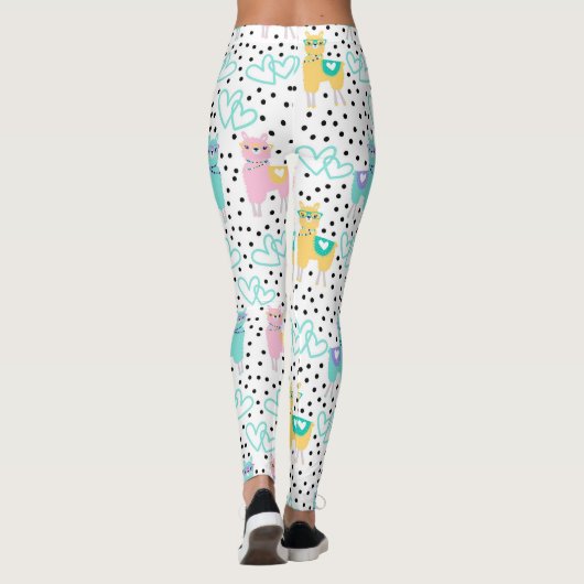 Roze en gele lammeren met hart leggings (Achterkant)
