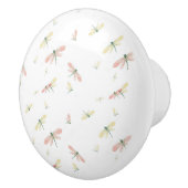 Roze en gele libellen op witte keramische knop (Rechts)