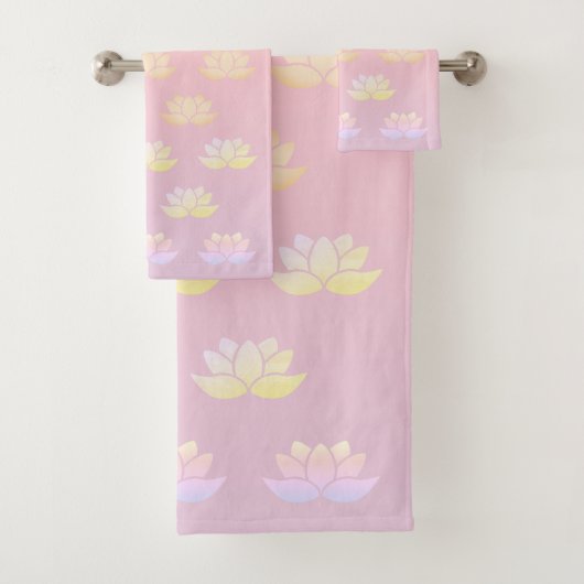 Roze en gele Lotus Fade Bad Handdoek (Insitu)
